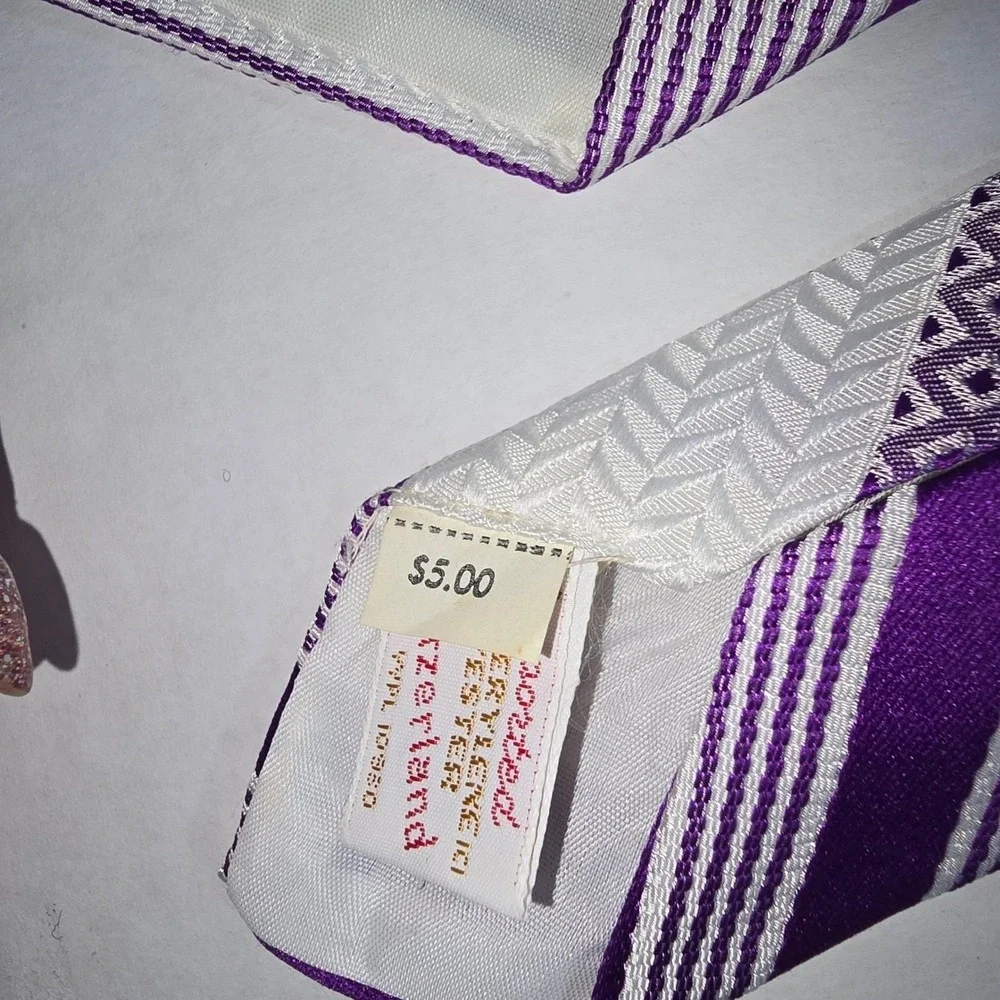 Vintage Purple & White TownCraft Tie Imported from‎ Switzerland 100% Polyester